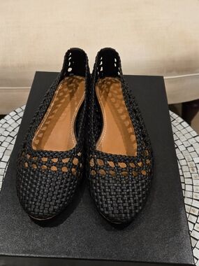 Brand New Staud Nell Crochet Ballerina Hand Woven Black Shoes. Size 7.5